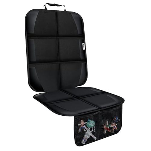 Meolsaek Car Seat Protector for Child Car Seat, Durable 600D Fabric Waterproof Car Seat Cover with Thick Pad Non-Slip Backing，No Imprints (Black 2pcs)