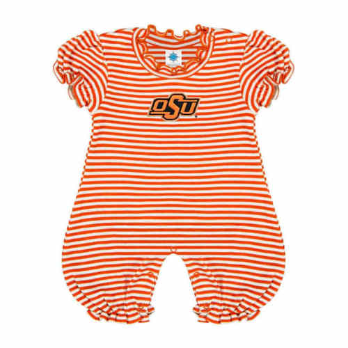 Oklahoma State Cowboys ORANGE Baby Striped Puff Sleeve Romper - 35010395