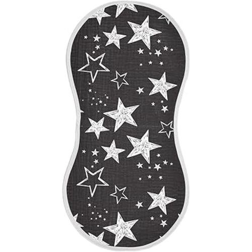 Muslin Baby Burp Cloths, Star Black and White Muslin Baby Bibs Rags Comfy Soft Absorbent in for Newborn Boys and Girls 1 Piece 22 x 11 Inch