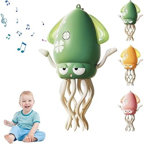Yilia Electric Dancing Octopus Toy, Wiggly Wonder Octopus with Smart Tentacle Explorer, Tummy Time Toys, Crawling Dancing Automatic Obstacle Sensor Toys with LED Lights & Music, Pet Toy (Green)