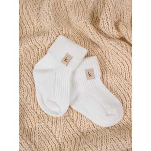 Cotton Ribbed Baby Socks - Ivory