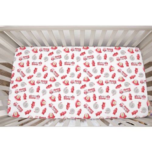 Watercolor Firetruck Fitted Crib Sheet | Firefighter Baby | Firefighter Nursery | Firetruck Nursery | Fireman Baby Gift