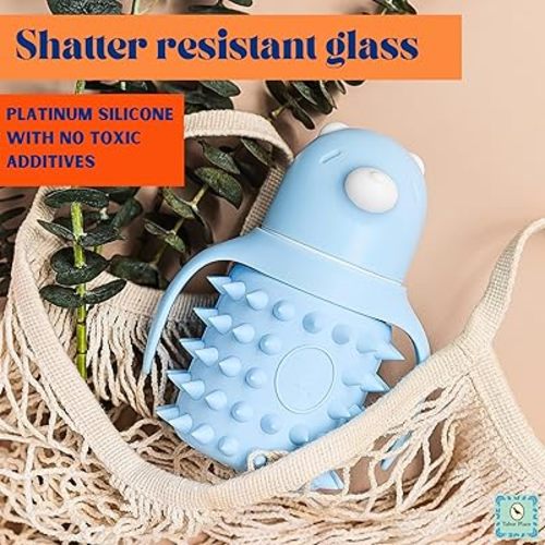 Set of 2 - Glass Sippy Cup for toddlers/The Mama Bear cup / 8oz / Super strong glass/Protective silicone sleeve/Leakproof Straw (Large) (5oz - Set of 2)