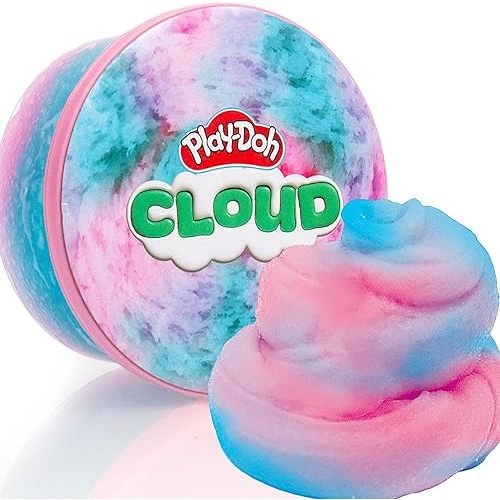 Play-Doh Scented Slime for Kids, Pink and Blue Cotton Candy Scent, Cloud