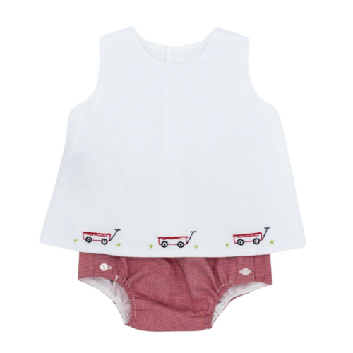 Bailey Diaper Set with Embroidery - Wagons