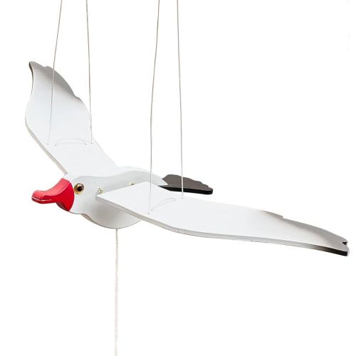 Wooden Flying Seagull Decorative Hanging Mobile Nautical Ornament Nursery Room Bird Drop for Patio Balcony Wedding Party(14")