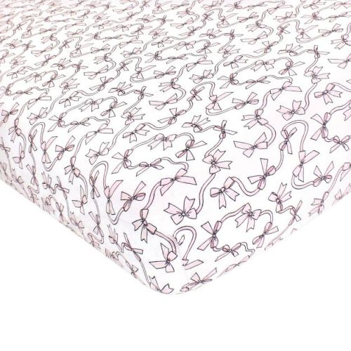 Hudson Baby Infant Girl Cotton Fitted Crib Sheet, Pink Bows, One Size