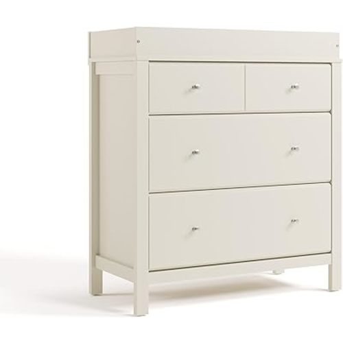 Storkcraft Horizon 3 Drawer Chest with Removable Changing Topper (Frosted Oat) – GREENGUARD Gold Certified Nursery Dresser, Kids’ Storage Chest with Organizer, Durable and Stylish 3-Drawer Design