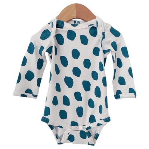 Long Sleeve Bodysuit, Emerald Dot