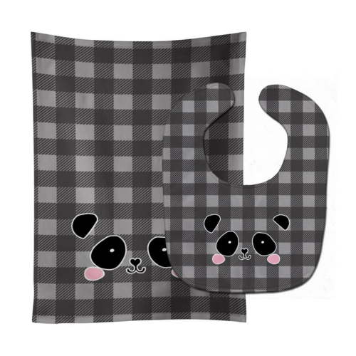 Panda Bear Face Baby Bib and Burp Cloth