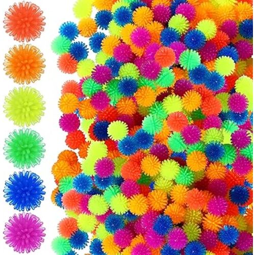 100 Pcs Spiky Hedge Balls Multicolor Small Porcupine Ball Mini Stress Relief Calming Fidget Toys Soft Sensory Bright Assorted Colors for Birthday Party Favors Home Office