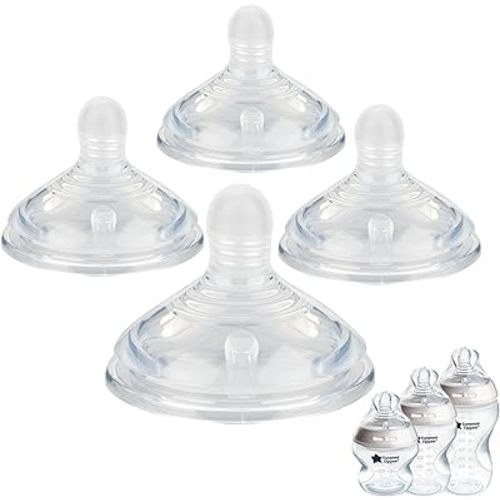 Silicone Baby Bottle Nipples for Tommee Natural Start Anti-Colic Bottles &Advanced Anti-Colic Bottles,Closer to Nature Bottles,Fast Flow,Size 3 Nipple,6m+, 4 Count