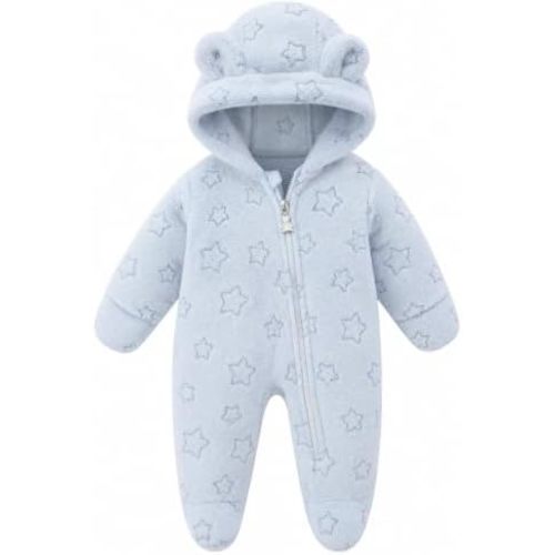 WYTbaby Baby Snowsuit Fall Fleece Hooded Footed Romper for Newborns