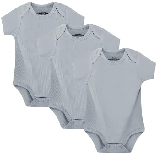 NMK Baby Bodysuits 3-Pack，Soft Rayon From Bamboo Short and Long Sleeve Onesie，Unisex for Newborns 0-12 Months