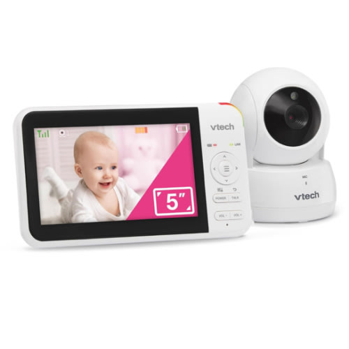 VTech VM924 Remote Pan-Tilt-Zoom Video Baby Monitor, 5" LCD Screen, Up to 17 Hrs Video Streaming, Night Vision, Up to 1000ft Range, Soothing Sounds, 2-Way Talk, Temperature Sensor,Secured Transmission