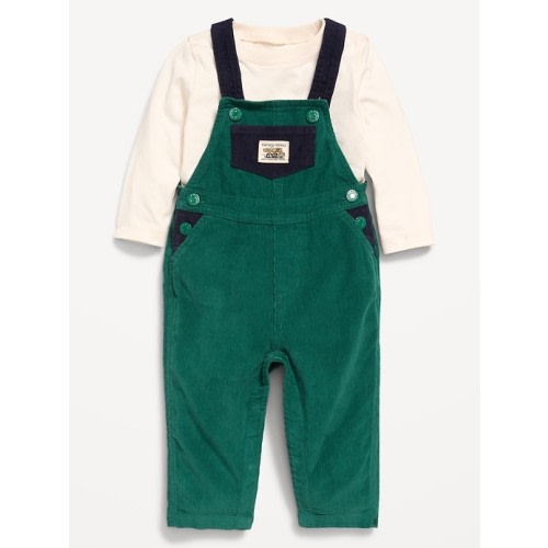 (6-12 month) Long-Sleeve T-Shirt and Corduroy Overalls Set for Baby