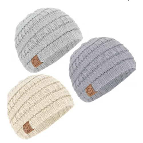 3pk Warmzy Baby Beanies, 0-36 months Baby Hats, Baby Winter Hat for Newborn, Infant, Toddlers, Boys, Girls