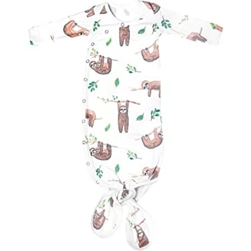 Copper Pearl Baby Gown - Knotted Newborn Sleepers for Baby Boy and Girl, Soft Stretchy Long Sleeve Infant Gowns with Bottom Tie and Hand Mittens, Perfect Hospital Coming Home Outfit (Noah)