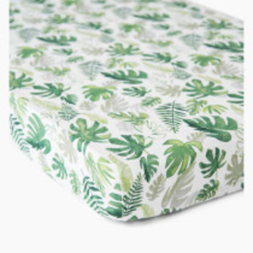 Little Unicorn Cotton Muslin Crib Sheet - Tropical Leaf