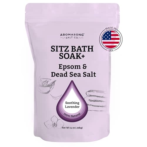 Aromasong Dead Sea Sitz Bath Postpartum Soak - Made in The USA with Dead Sea Salt & Epsom Salts - Soothing and Calming Ingredients Including Lavender, Chamomile Flower, and Eucalyptus Oil