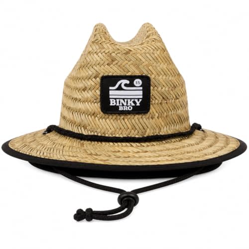 BINKYBRO Barney Patrol Kids Natural Woven Straw Sun Hat | Adjustable Chin Strap, Sun Coverage, Lightweight Beach Style
