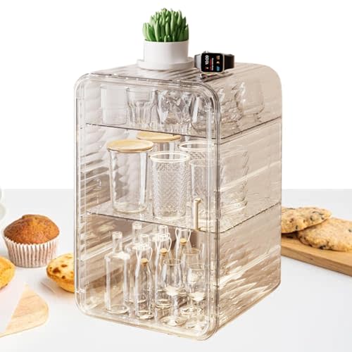 Desktop Clear Storage Box - Clear Acrylic Storage Box Dustproof Cup Organizer - Space-Saving Multi-Layer Waterproof Home Storage for Kitchen