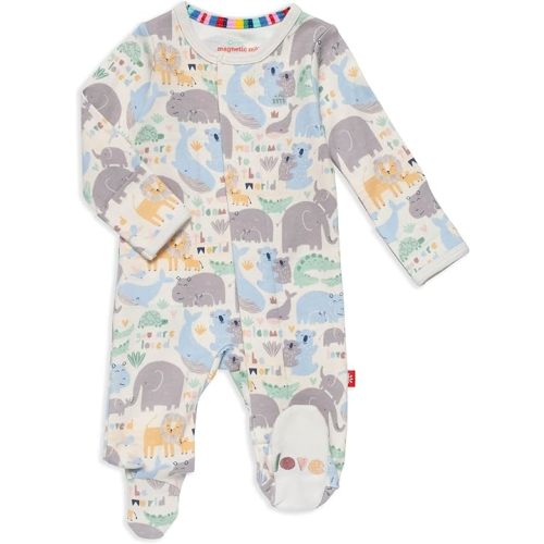 Magnetic Me 100% Organic Cotton Magnetic Baby Footie Pajamas | Super Soft Cotton Fabric | Available in PRE - 24M