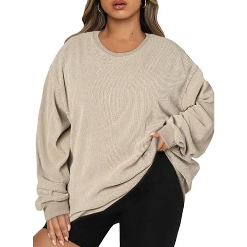 Eytino Women Plus Size Sweatshirts Long Sleeve Crew Neck Casual Oversized Soft Pullover Tops Shirts(1X-5X)