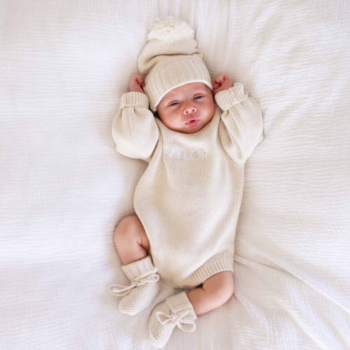 Personalized Knit Sweater Bubble Romper | Ash