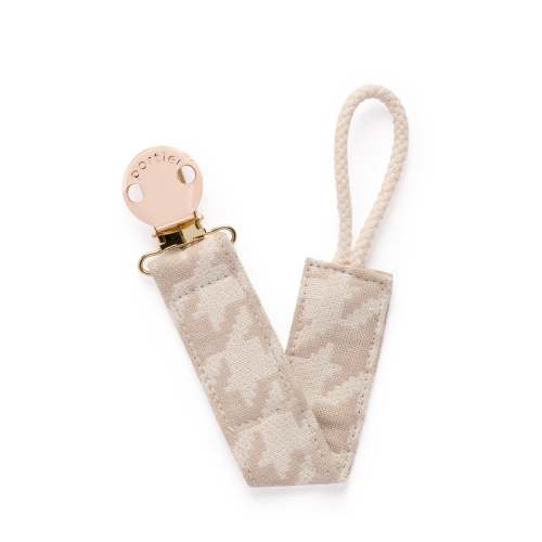 Petite Pacifier Clip - Neutral Houndstooth