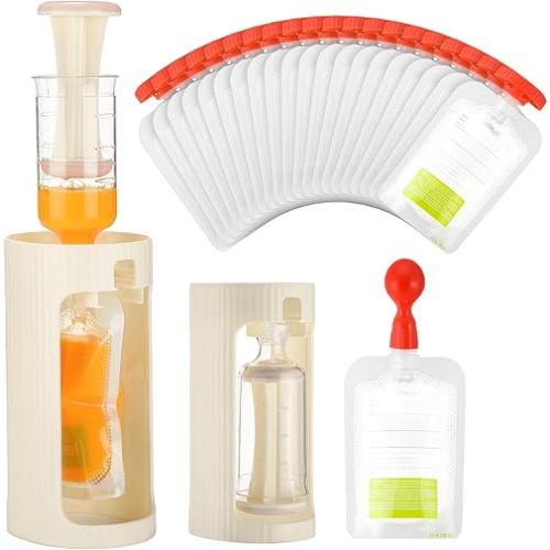 Squeeze Station Baby Food Maker Refillable Baby Food Pouches 50 Pcs Squeezed Pouches Filler Reusable Snacks Puree Storage Homemade Prep Essential for Infant and Toddlers