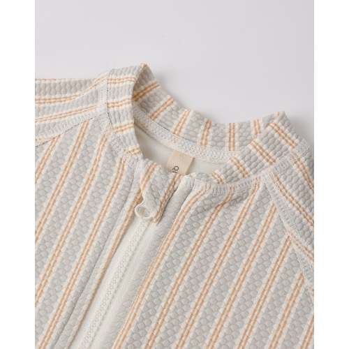 Zip Rashguard One-Piece Blue + Butterscotch Stripe