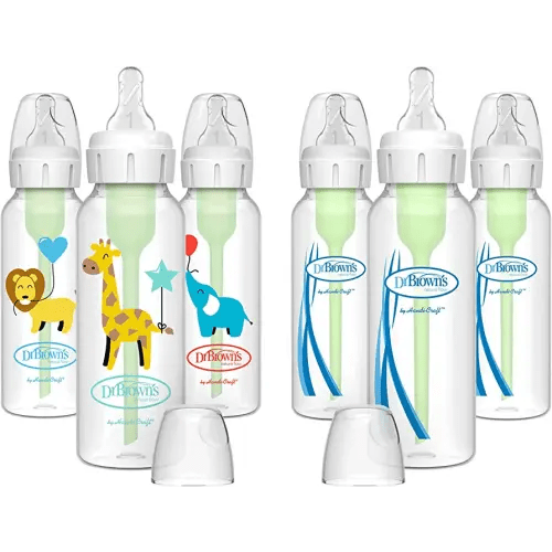 Dr. Brown’s Natural Flow® Anti-Colic Options+™ Narrow Baby Bottles 8 oz/250 mL, with Level 1 Slow Flow Nipple, 6 Pack, 0m+ Balloon Animals Gift Set