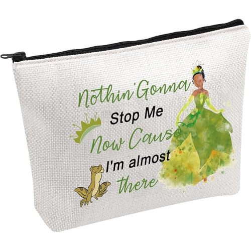 FOTAP Tiana Princess Cosmetic Bag Frog Princess Gifts Princess Inspired Gifts Princess Lover Gift Princesses Tiana Gifts Magic Kingd*m Gift (I'm almost)