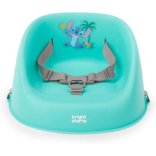 Disney Stitch My Spot Easy-Clean Baby Booster Feeding Chair, 3-Point Harness, Washable Removable Straps, Blue, by Bright Starts