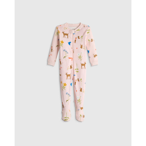100% Organic Cotton Footie Pajama in Woodland Floral