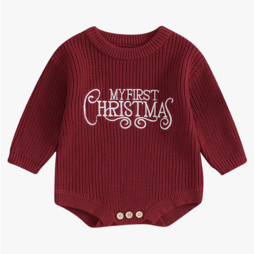 Adobabirl Baby Girl Boy Knitted Sweater Bubble Romper Long Sleeve Jumpsuit Festival Outfit Fall Winter Spring Clothes