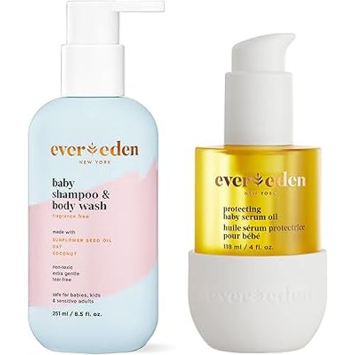 Evereden Baby Cradle Cap Care Bundle: Clean & Vegan Shampoo, Body Wash, Protecting Oil for Newborns - Great for the Whole Family