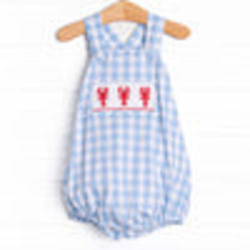 Off Land Lobster Smocked Bubble, Blue – Stitchy Fish