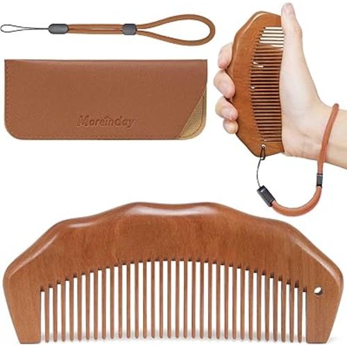 Wooden Labor Comb with Wrist Strap, Wooden Hair Comb for Women Scalp Massage and Distribute Oils - Peach Wood