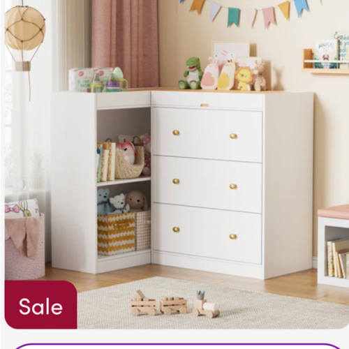 Modern Nursery Changing Table, Corner Baby Dressing Table With 3 Drawers And 2 Open Shelves, Multi Functional Diaper Changing Station For Children's Rooms | Wayfair