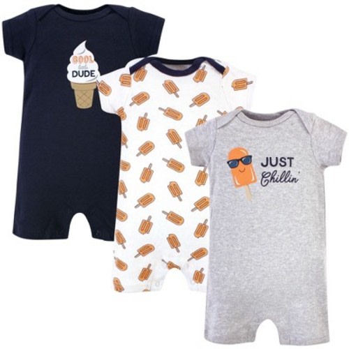 Hudson Baby Infant Boys Cotton Rompers 3pk, Chillin Ice Cream Pop, 3-6 Months