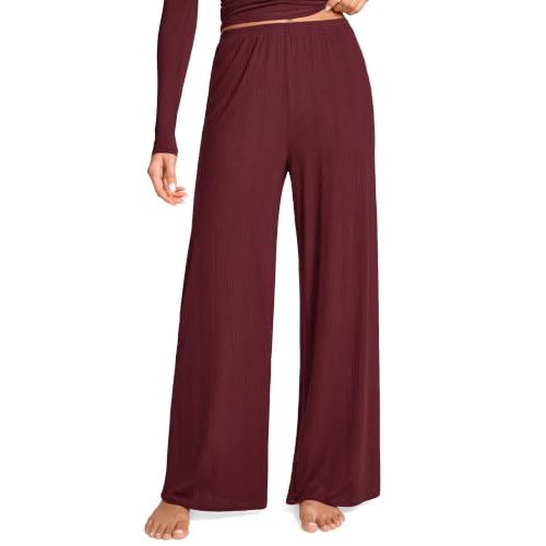 Natrelax Modal Ribbed Pajamas Pants | Semi Sheer Fabric, Inseams 27“ / 29" / 31”, Wide Leg, Lounge, Loose Fit, Casual Pj Bottom, Comfort Soft, Women's Sleepwear