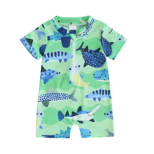 Hnyenmcko Infant Baby Boy Girls Rash Guard Swimsuit Short Sleeve Zipper Bathing Suit Toddler One Piece Swimwear Sunsuit