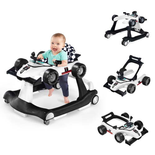 INFANS, 4-in-1 Baby Walker, Adjustable White, Foldable with Wheels