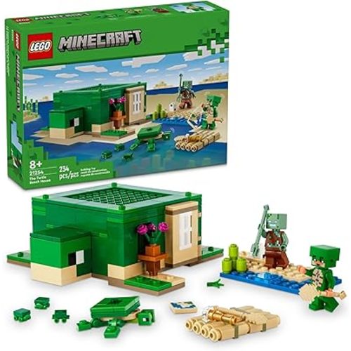 LEGO Minecraft The Turtle Beach House Construction Toy, Minecraft House Building Set with Turtle Figures, Accessories, and Characters from The Game, Gift for 8 Year Old Gamers, Boys and Girls, 21254