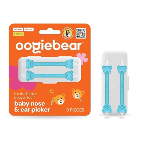 oogiebear: Baby Nose Cleaner & Ear Wax Removal Tool - Safe Booger & Earwax Removal for Newborns, Infants, Toddlers - Dual-Ended - Essential Baby Stuff, Diaper Bag Must-Have, 2 Pack Blue with CASE