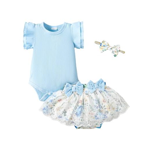 Mioglrie Preemie Clothes Girl Newborn Girl Outfits Infant Baby Girl Clothes Summer Romper Dress Shorts Set