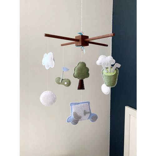 Baby Mobile golf, golfing nursery, golf baby decor, custom Baby crib mobile, baby boy mobile, kids room decor, nursery decor golf, boy room