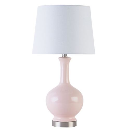 C Cattleya 23" Pink Ceramic Table Lamp with Fabric Shade and Brushed Nickel Base